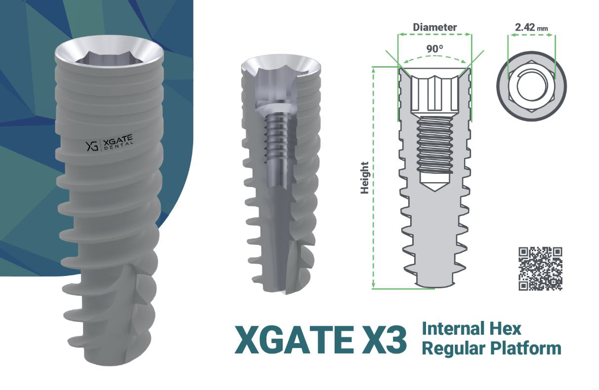 XGATE X3 implant with an internal hex connection on the Regular Platform.