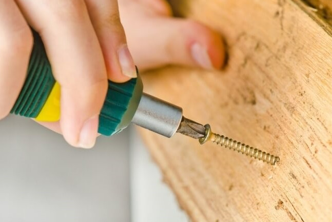 Visual Analogy: A screw with a medium-depth thread in softer wood